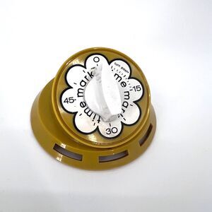 Mark Time Kitchen Timer 1 Hour Minute Golden Yellow Flower Power WORKS VTG 70s